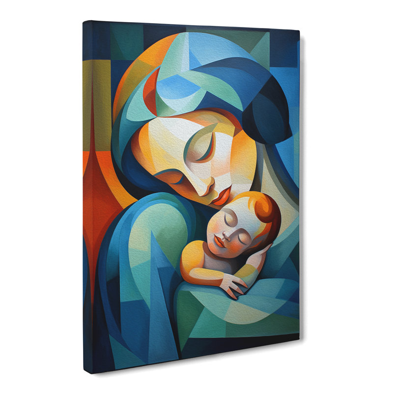 Mother And Baby Cubism No.3 - No Frame Print, 50cm H x 35cm W x 3cm D