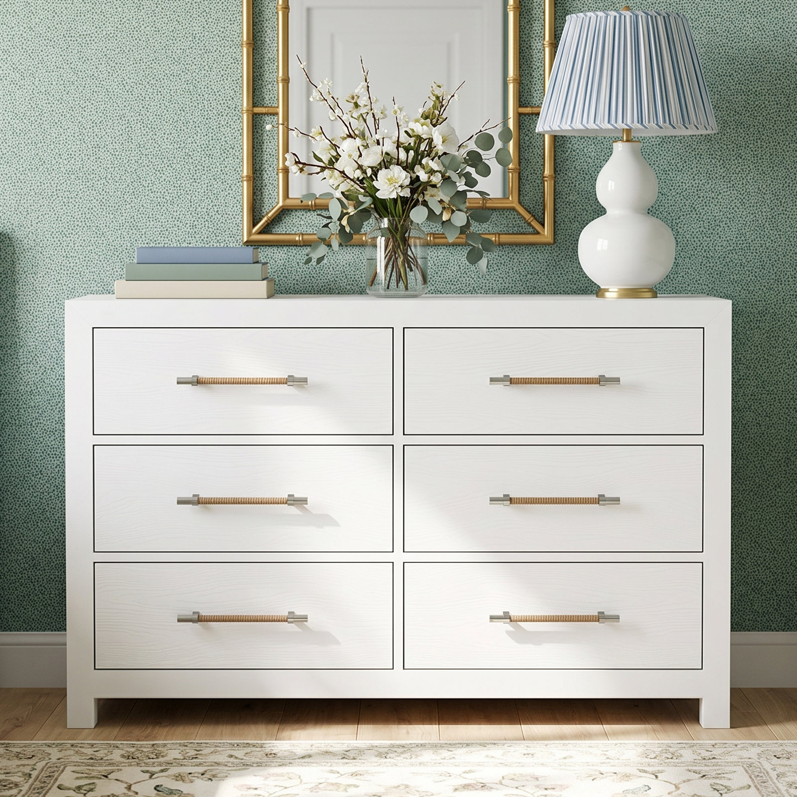 Lana 56" 6-Drawer Dresser, White