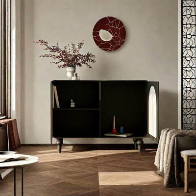 Modern Art pattern solid wood accent cabinet