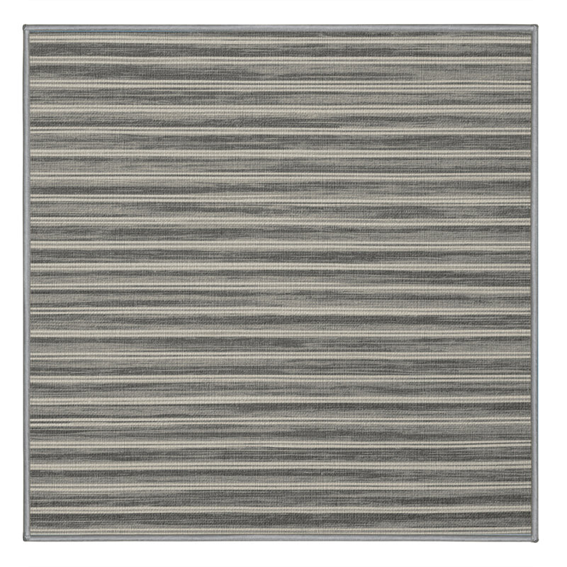 Washable Fog Gray White Striped Area Rug, Round 6'