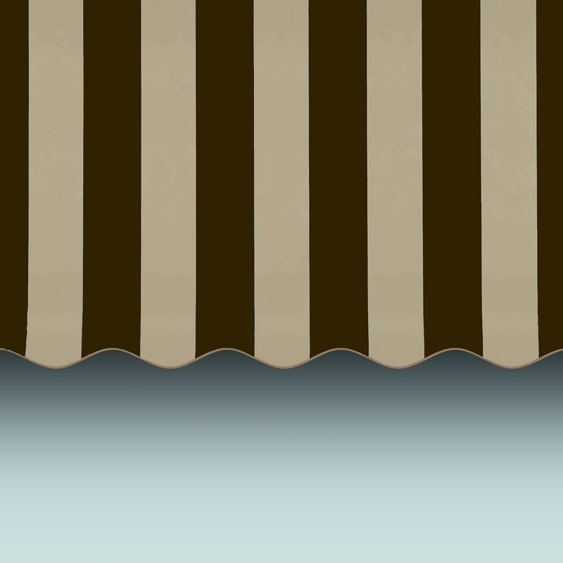 Awntech Santa Fe Acrylic Fabric Fixed Awning with Iron Rope Arms, Brown/Tan Stripe, 31" H x 88.5" W x 24" D