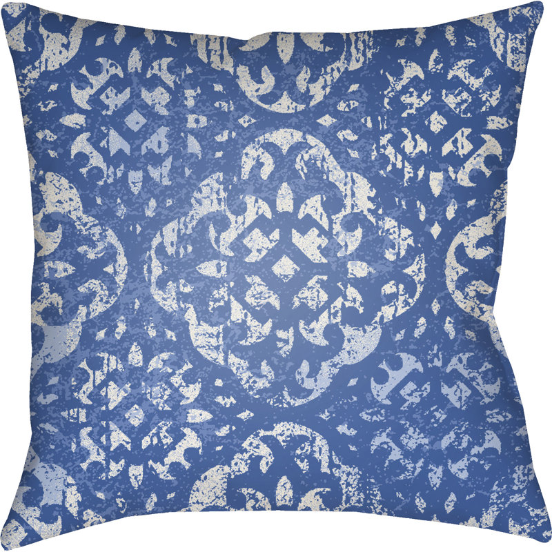 Yindi Geometric Outdoor Throw Pillow, 20" H x 20" W x 4" D, Blue