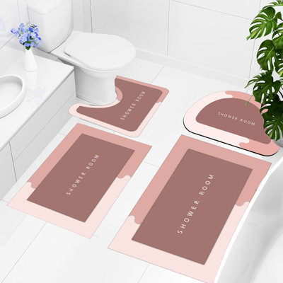 Ensemble de 4 tapis de salle de bain pour salle de bain de grande taille, super absorbant, lavable à sec, antidérapant, facile à nettoyer, parfait pour toute salle de douche d'hôtel