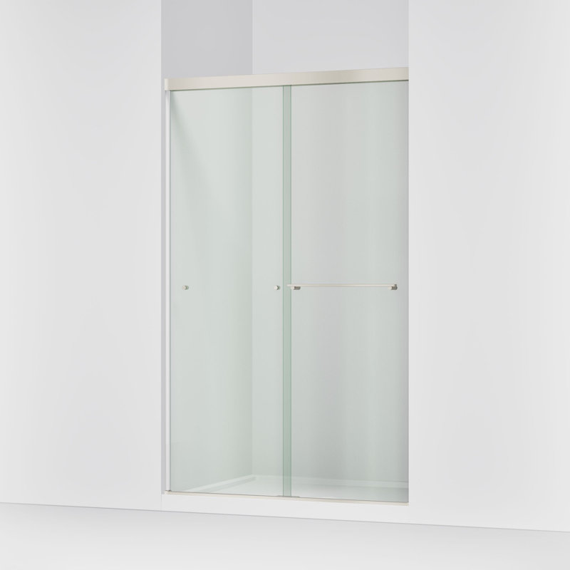 Revel 47.63" x 76" Double Sliding Shower Door with CleanCoat Technology, Anodized Brushed Nickel
