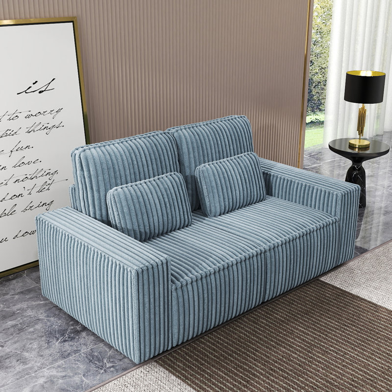 Corduroy Sponge Compression Sofa, Suitable For Living Rooms, Gray