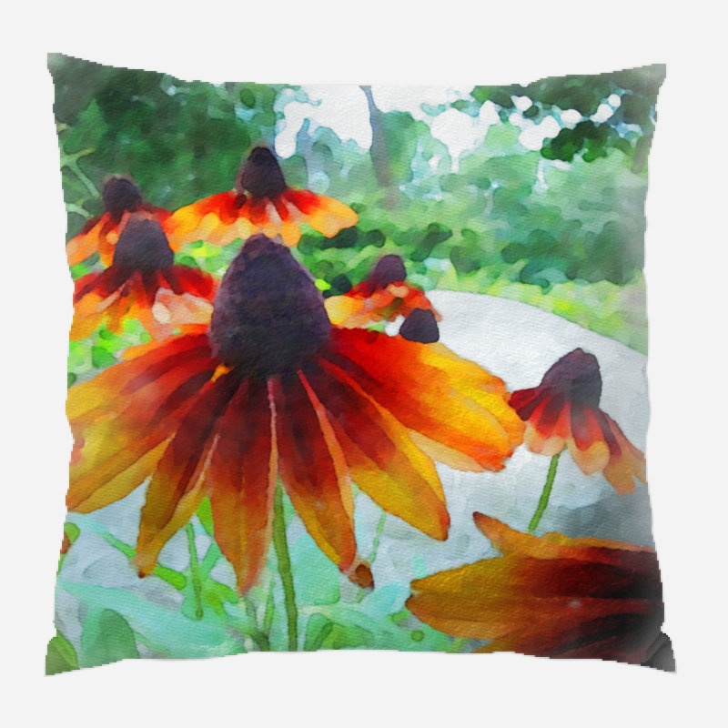 Housse et insert de coussin carré extérieur Cornflowers, Microsuède, Intérieur