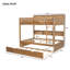 Lit double superposé au dessus d'un lit double avec lit gigogne, bois antique-1653614246