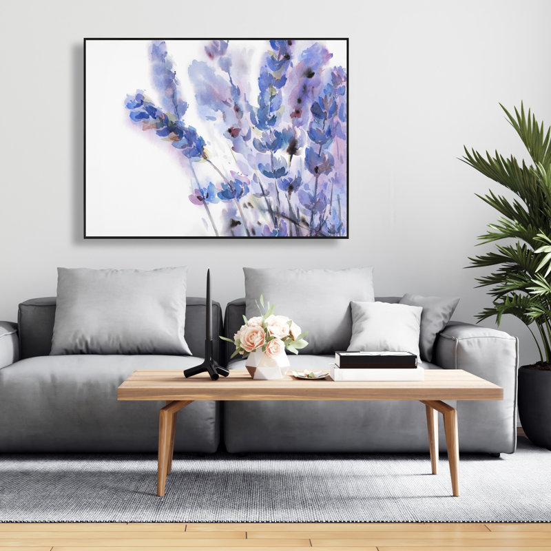Aquarelle fleurs de lavande - Toile encadrée