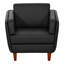 Fauteuil club en similicuir noir avec pieds en finition cerise Almonte