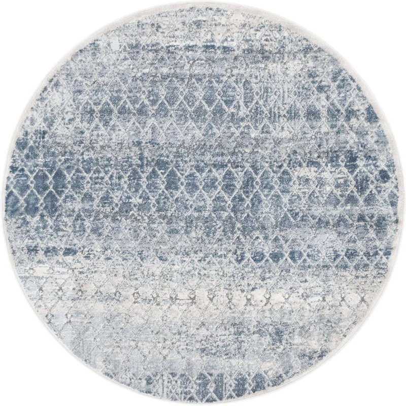 Tapis géométrique gris, Rond 4 pi 1 po