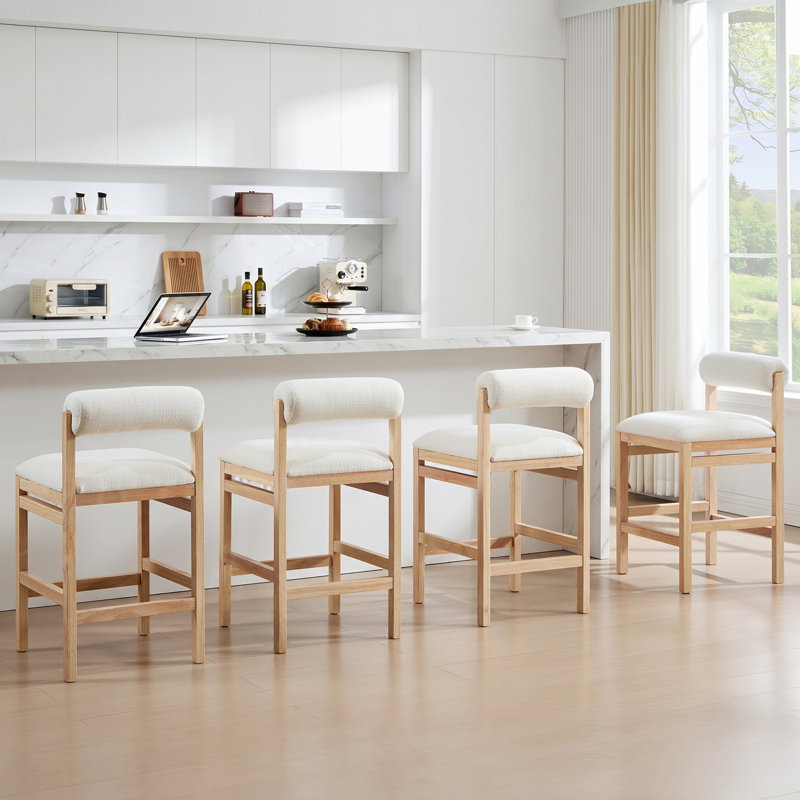 Tabouret de comptoir Albia Modern Farmhouse, Blanc