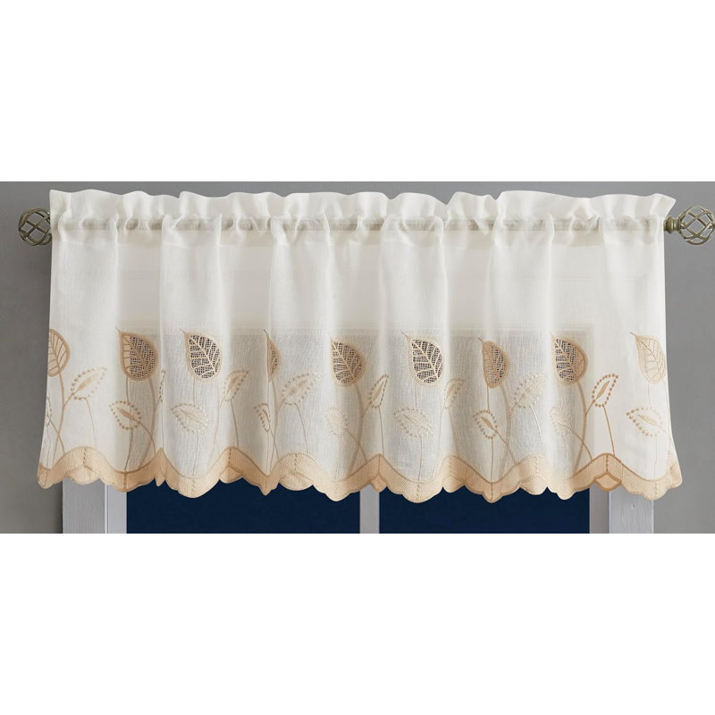 Cantonnière festonnée 18 po Rufe, Beige / lin