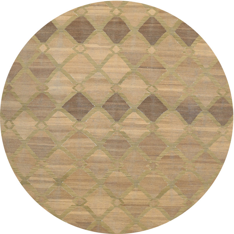 Tapis beige contemporain, Rond 6 pi