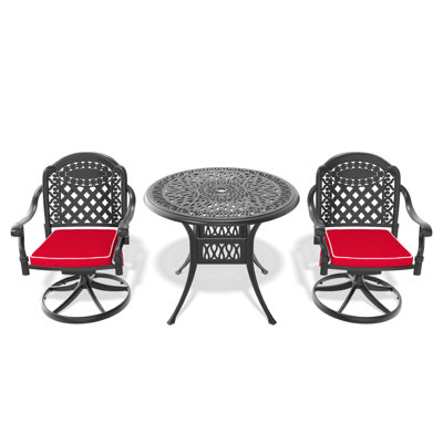 Allweather Cast Aluminum Dining Set, Include Swivel Chairs And 35.43" Round Table With Black Frame