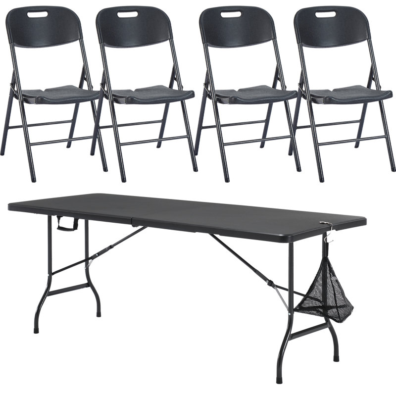 Ensemble de chaises pliantes 5 pièces, table pliable de 6 pi et ensemble de chaises pour 4 à l'extérieur pour le camping, pique-nique