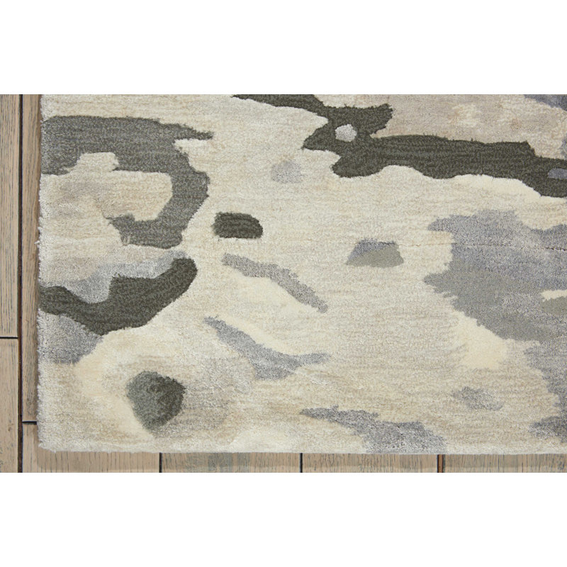 Tapis gris abstrait moderne fait à la main Versailles, Rectangle 7 pi 9 po x 9 pi 9 po