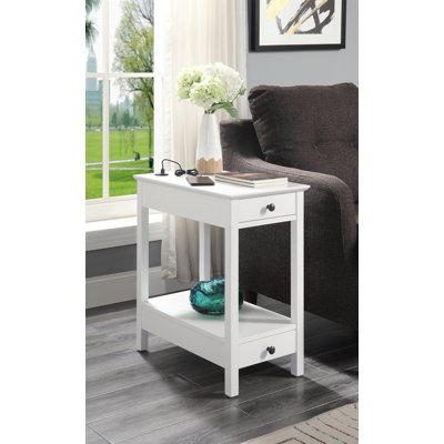 Byzad White Finish Accent Table W/USB