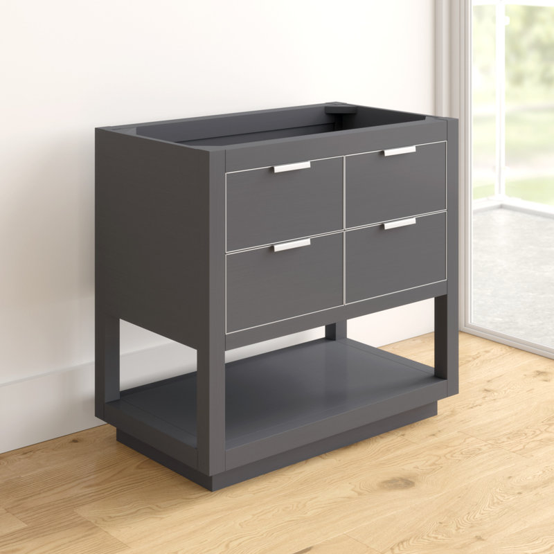 Base de meuble-lavabo simple 36 po Allie, Gris crépuscule / or mat