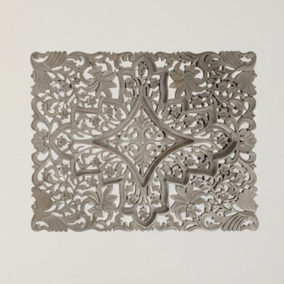 Ivory Coast 3-D Carved Wall Plaque-Gray