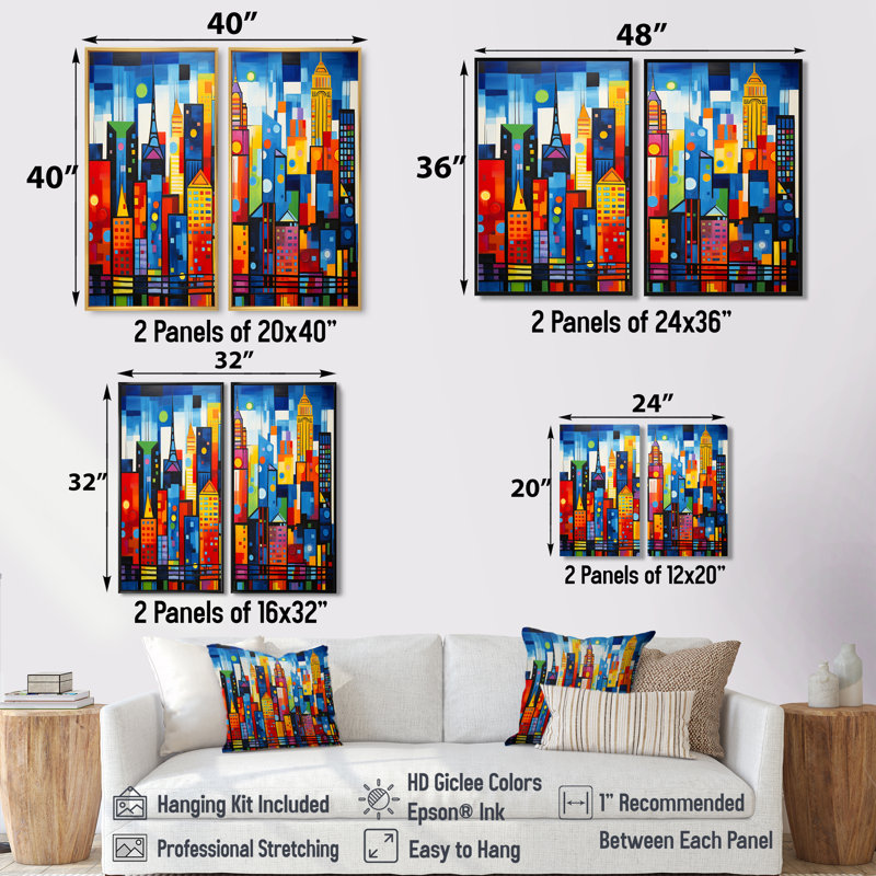 Pop Art New York In Color I - Pop Art, grandes impressions sur toile, H 36 po x l 48 po, Impression encadrée flottante, Noir