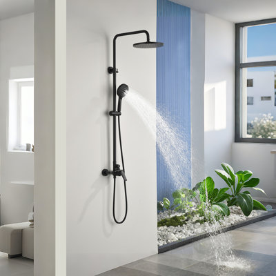 Ensemble de douche d'extérieur Ensemble de douche à pluie Robinet de douche mural à haute pression 10 pouces et douchette à main, poignée simple
