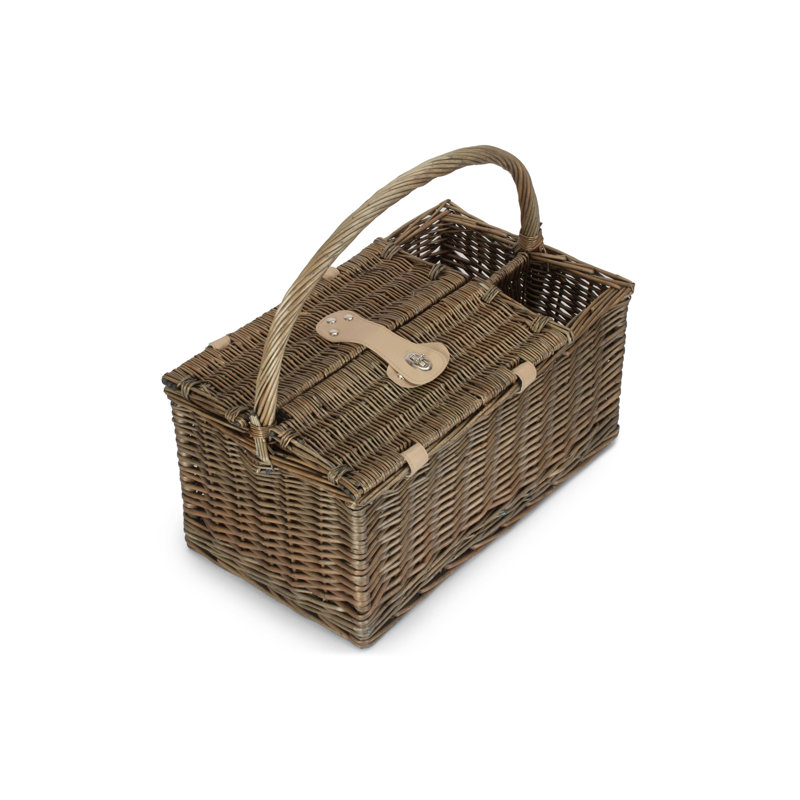 Wicker Lidded 2 Person Fitted Picnic Hamper