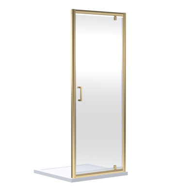Bayswater 800mm Brushed Brass Pivot Shower Door