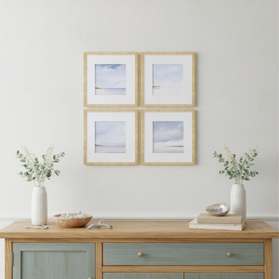 Set Of Four Shores Gold Framed Print Wall Art