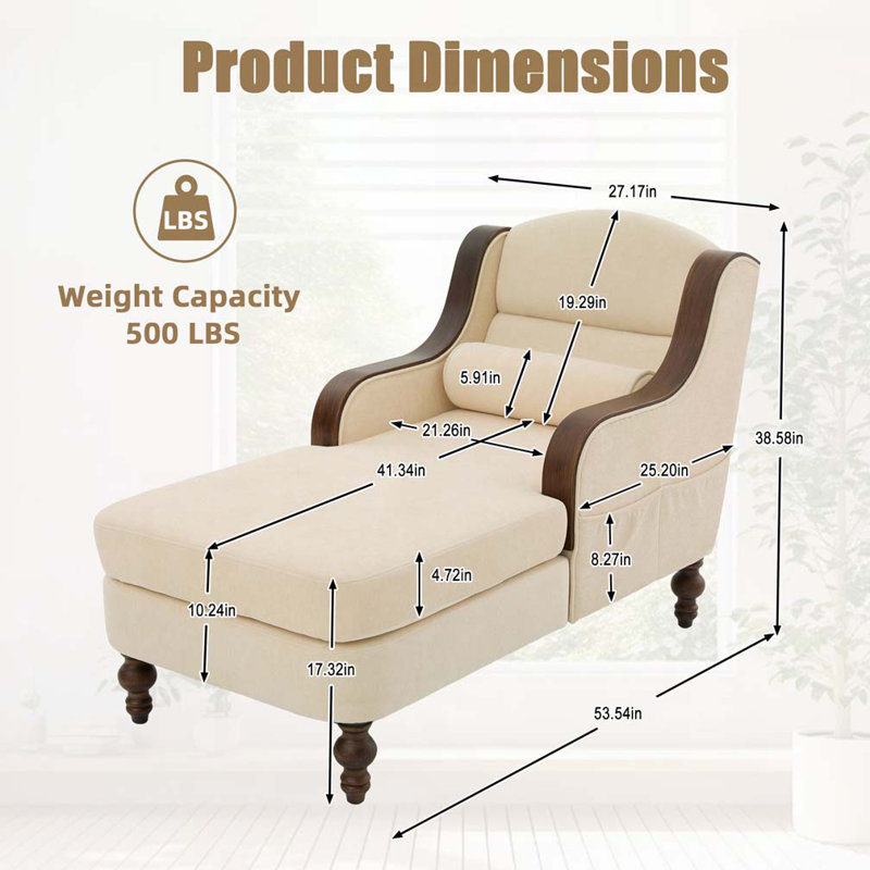 Chaise longue surdimensionnée en chenille, Beige