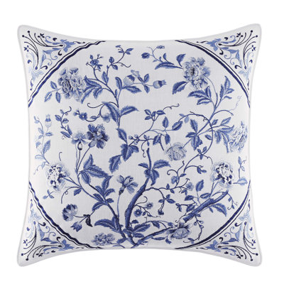 Laura Ashley Charlotte Blue Cotton Throw Pillow