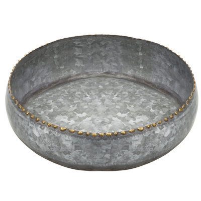 27.9 cm Galvanized Silver Metal Round Planter