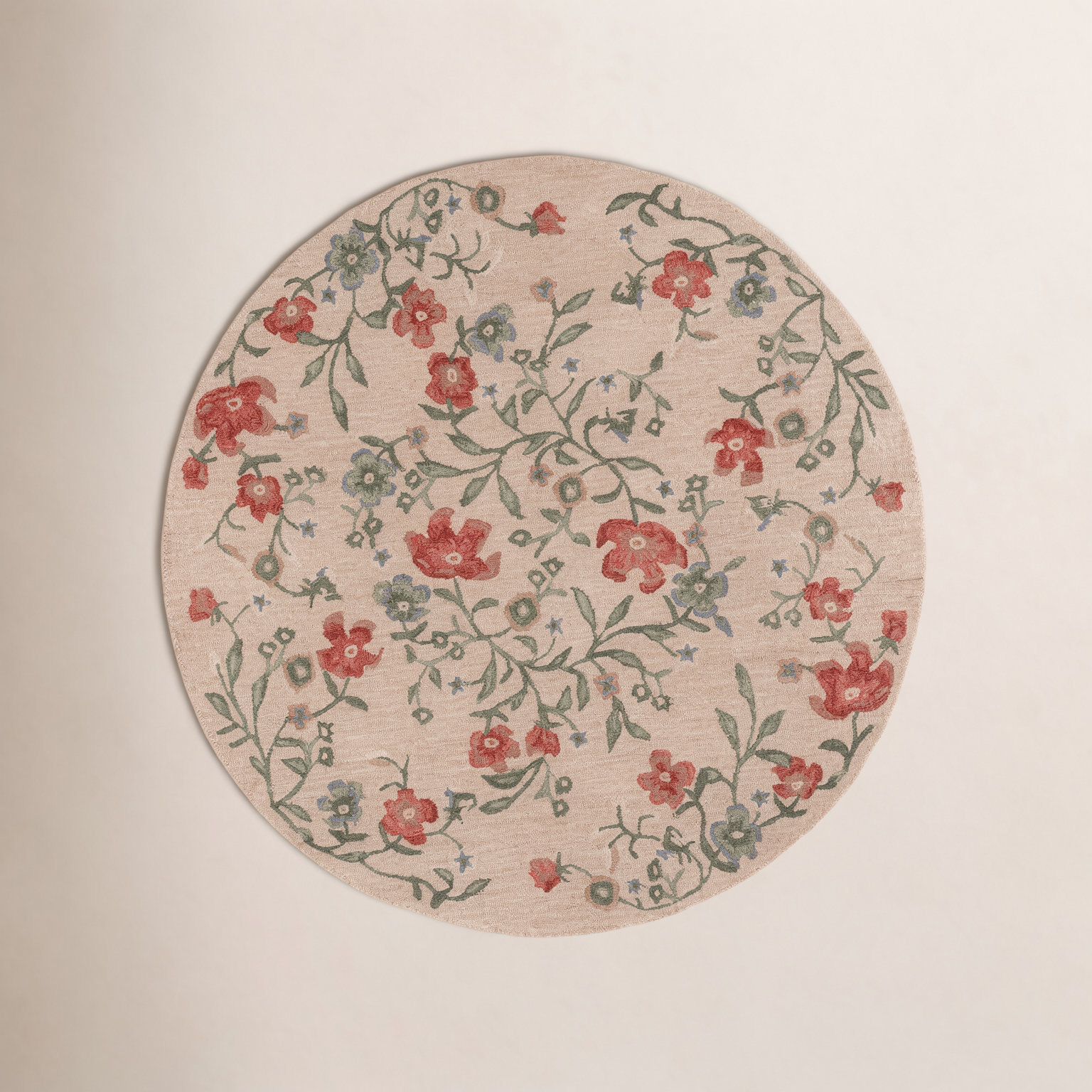 Martha Stewart Hand-Tufted Floral Wool Rug, Round 6'