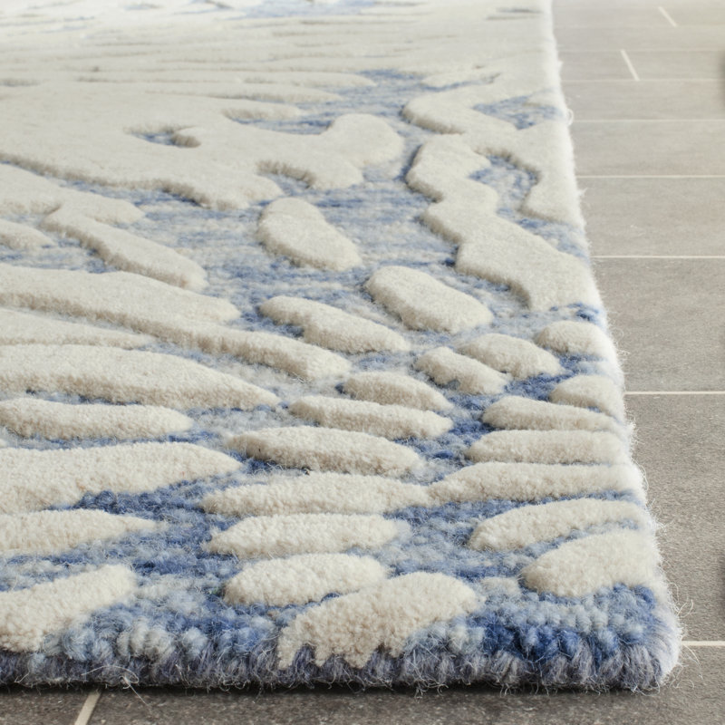 Tapis floral en laine touffeté à la main Mccullough, Rectangle 2 pi 6 po x 4 pi