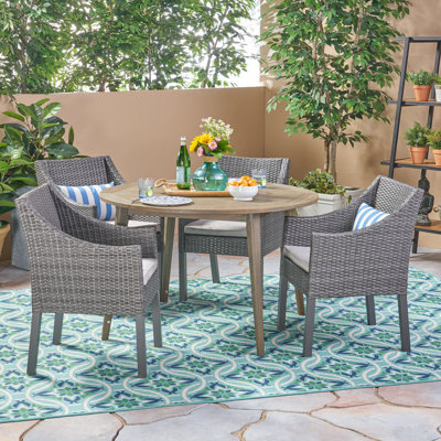Gustel Outdoor 5 Piece Dining Set with Cushions by Winston Porter
