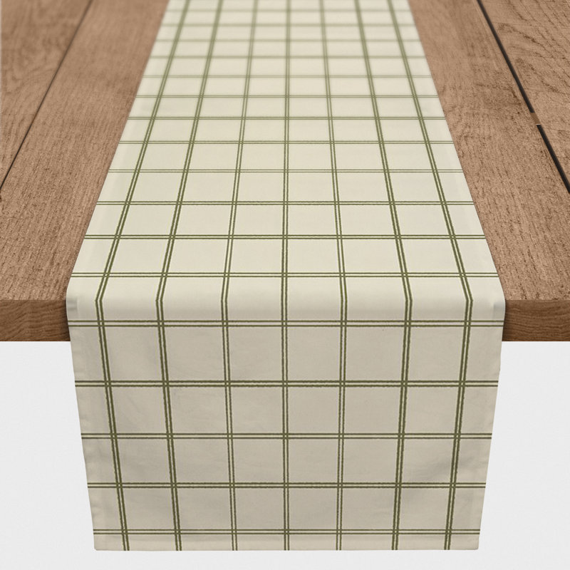Chemin de table rouge et crème à carreaux, 72 po x 16 po, Vert / crème