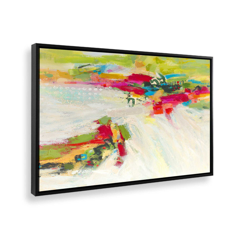 Vue d'ensemble, reproduction d'art sur toile par Janic Janet, «Floater», reproduction encadrée sans passe-par, Noir