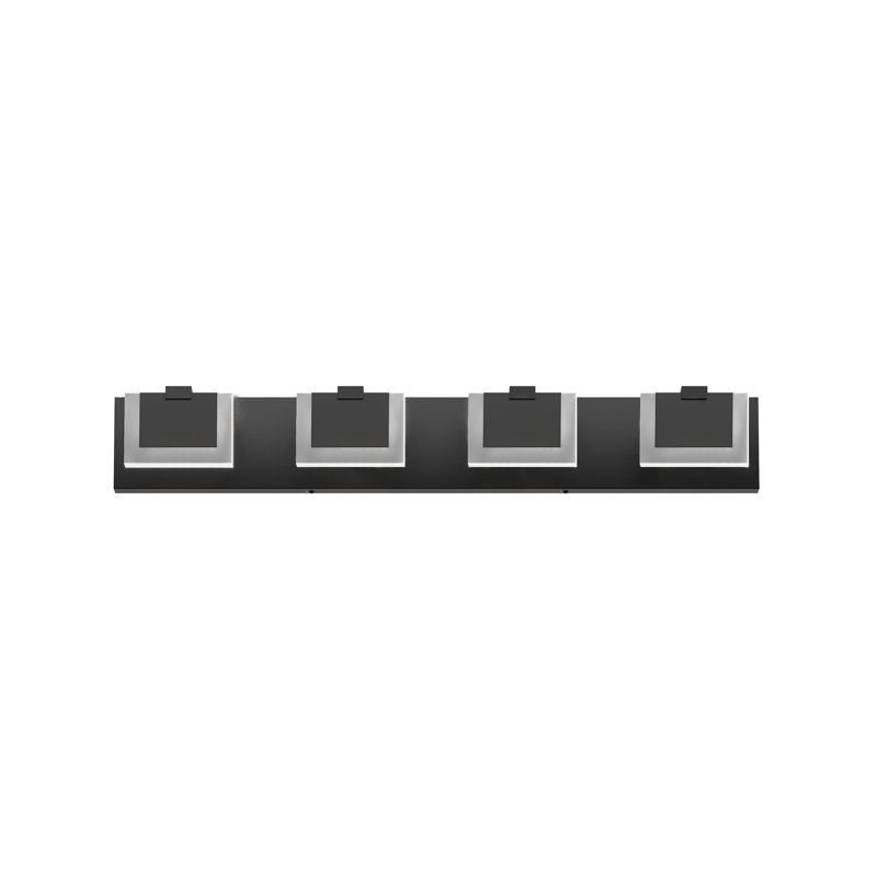 Adjustable-Height 4-Light Modern Black Vanity Lamp, 3.5" H x 29.9" W x 4.3" D, 4 Lights