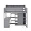Lit mezzanine simple en bois avec tablettes de rangement et garde-robe-526027134
