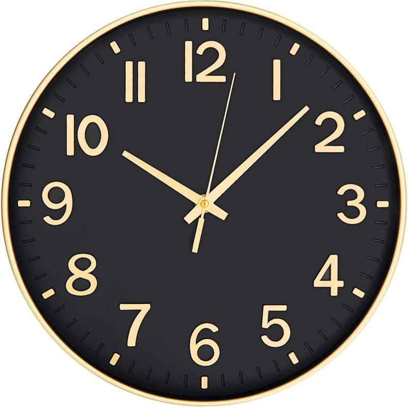Horloges murales modernes à quartz, Noir / or