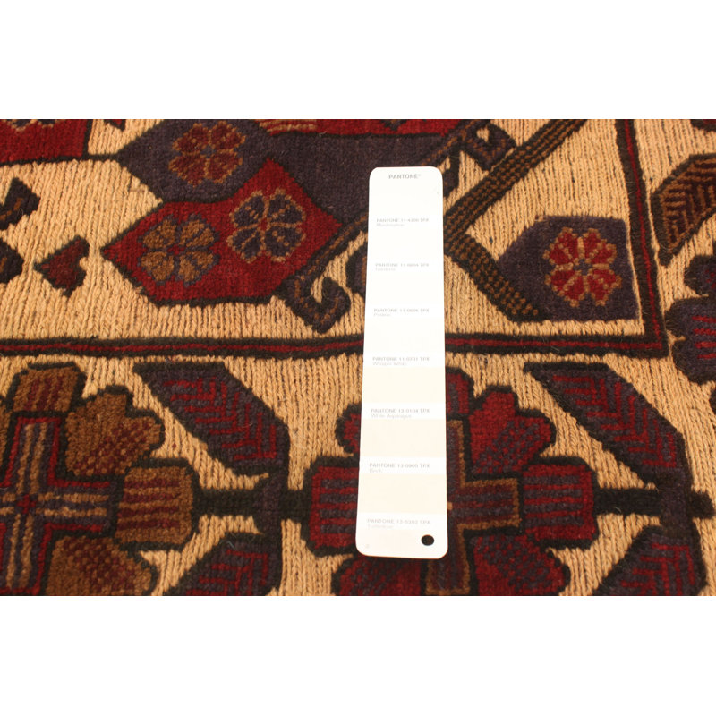 Tapis décoratif en laine de conception unique noué à la main New Age 4 pi x 6 pi bringée brun