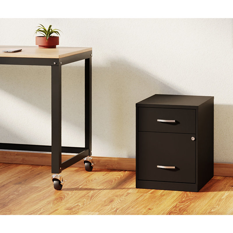 Skieler 18'' Deep 2 -Drawer File Cabinet with Accessory Drawer, Black