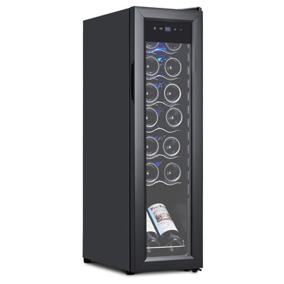 14 Bottle Wine Fridge, Freestanding Wine Cooler Refrigerator with Compressor, Wine Cellar with Touch Screen Digital Temperature Control, 41～64°F, for Red, White Wine, Champagne, Wine Coolers for Home