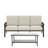 7-Piece Metal Patio Furniture Set, 9-Seat All-Weather Conversation Sofa With 4 Inches Thick Beige Cushions, Khaki Frame, Coffee Table & Ottomans For Porch Backyard Garden-129691771