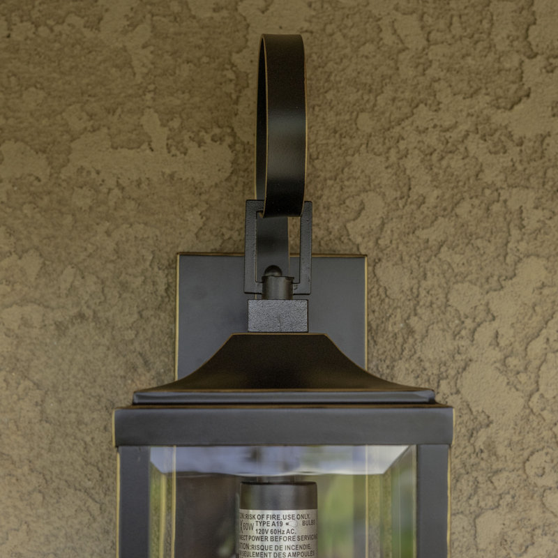 1 Light Imperial Black Outdoor Wall Sconce - 19.4 In. With Clear Glass Shade, Hardwired, Bulbs Not Included