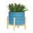 8" Striped Planter W/ Wood Stand