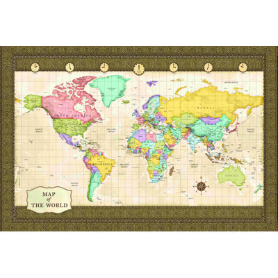 Grande carte du monde - reproduction sur toile tendue