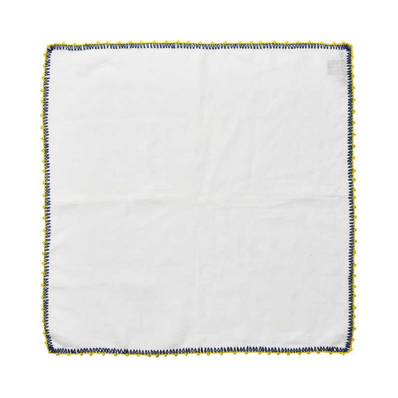 Knot Edge Linen Napkin, Blue/Yellow/White