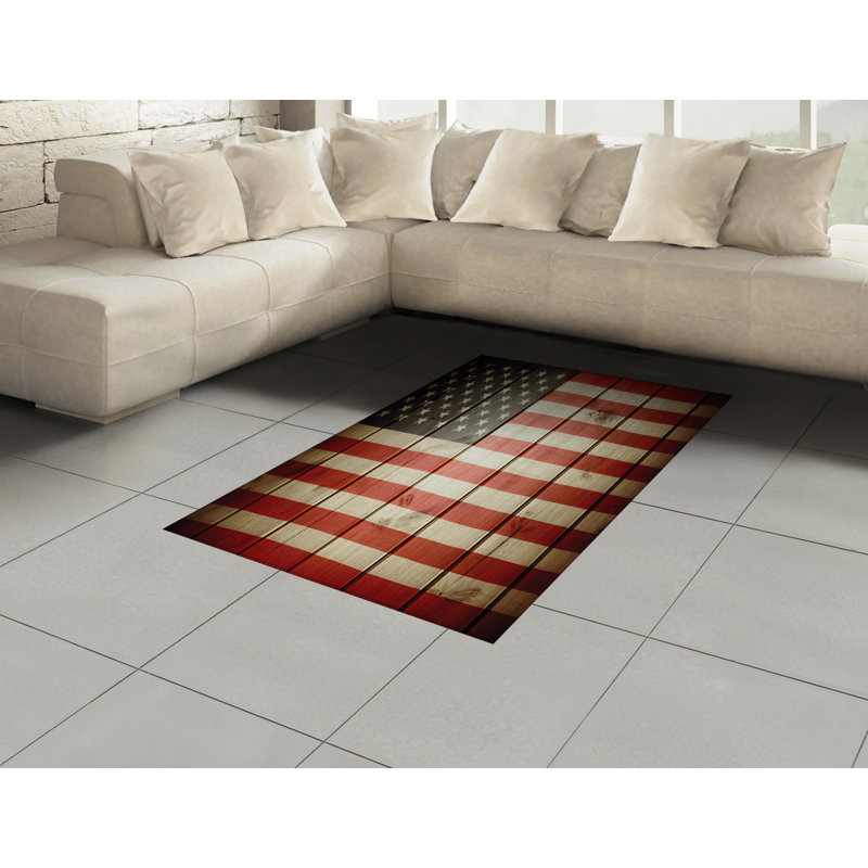 American Flag High Density Long Fiber Poly Threads Decorative Area Rug Carpet, Rectangle 4' x 5'8"