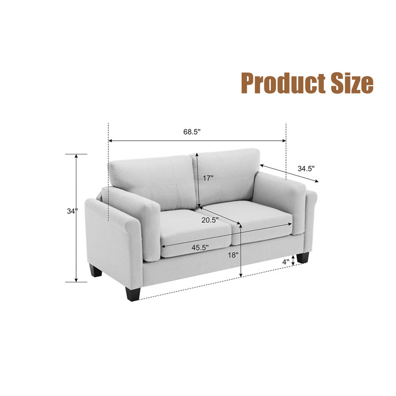 Frishta Upholstered 68.5'' Loveseat, Khaki