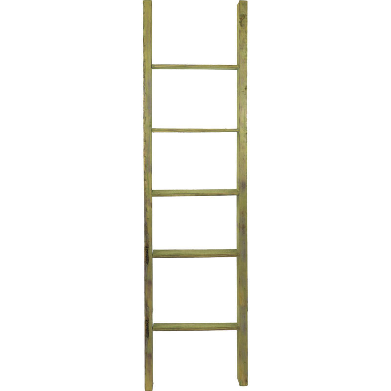 Échelle décorative Vintage Farmhouse Rung, Vert patiné, H 72 po x l 15 po x P 3,5 po